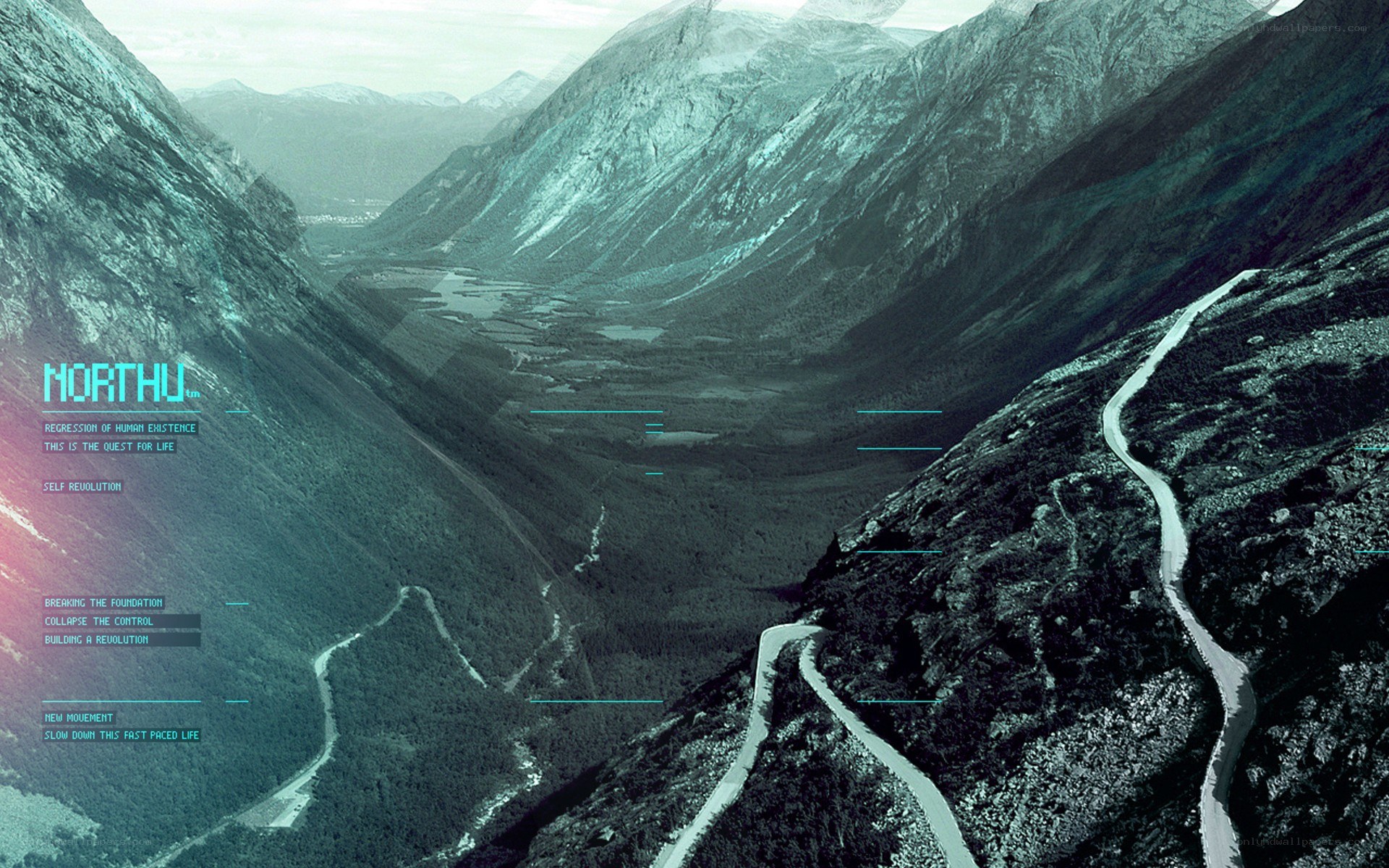 Mountain Valley with Digital Overlay