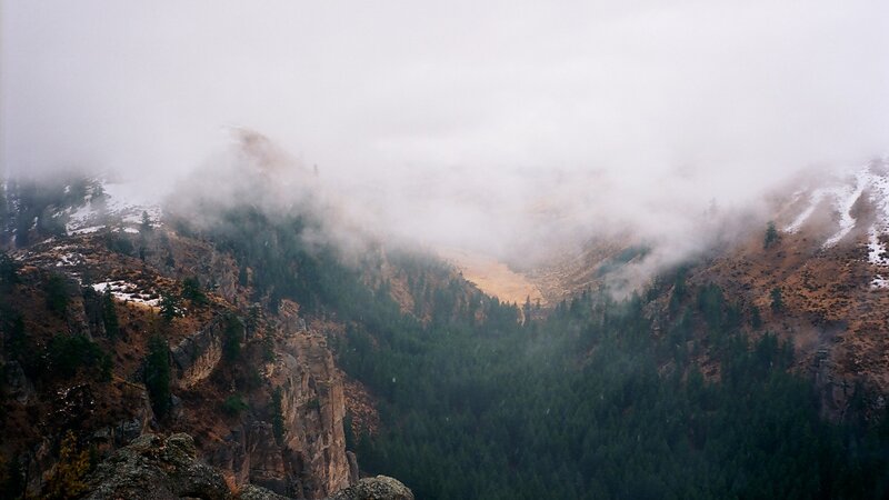 Mountain Valley with Fog — Green, Misty, Winter