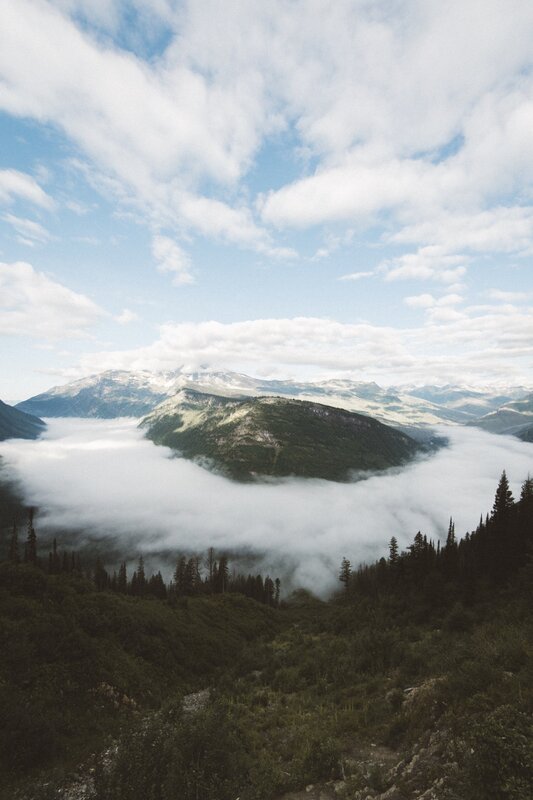 Mountain Valley with Fog — Green, Serene, Morning, Photograph, Clouds