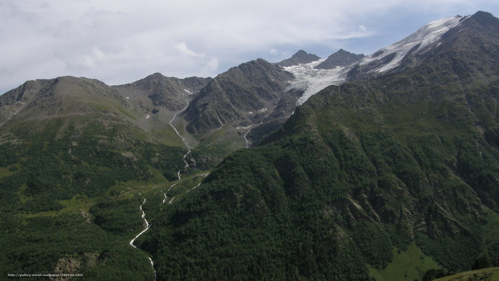 Mountain valley with glacier