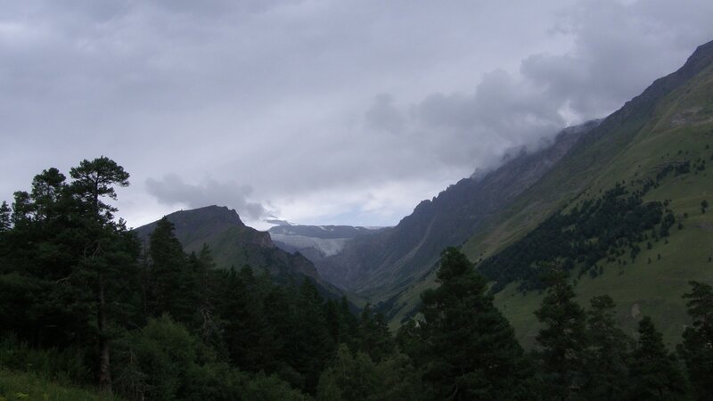 mountain valley with glacier