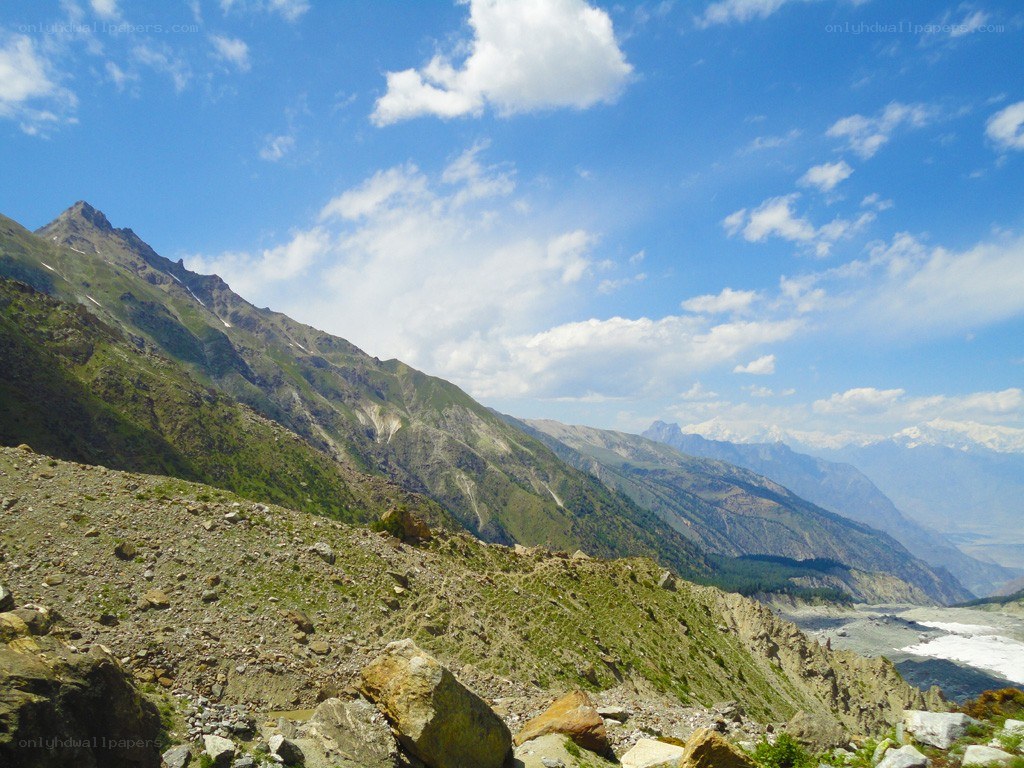 Mountain valley with glacier