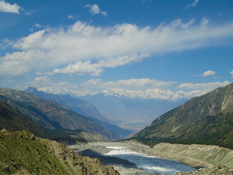 Mountain valley with glacier