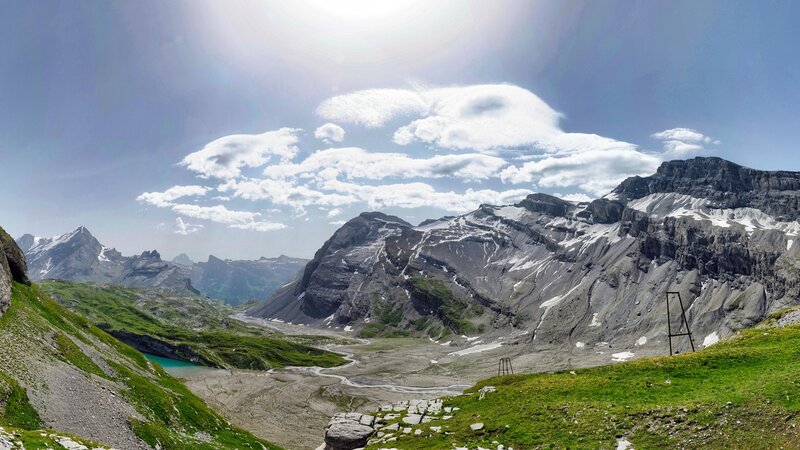 Mountain valley with glacier