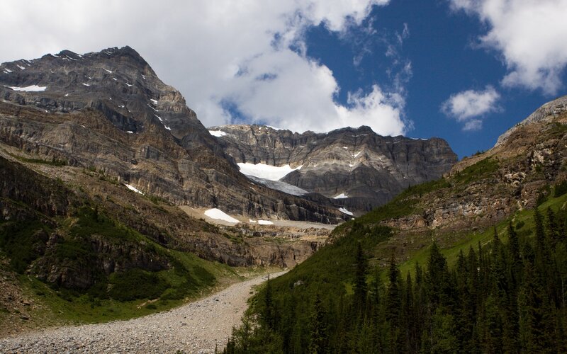 Mountain Valley with Glacier — Blue