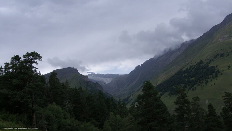 Mountain valley with glacier