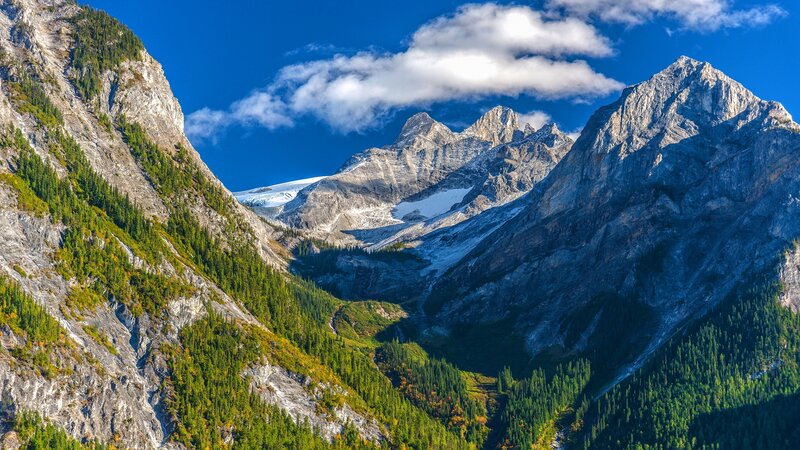 Mountain Valley with Glaciers — Blue