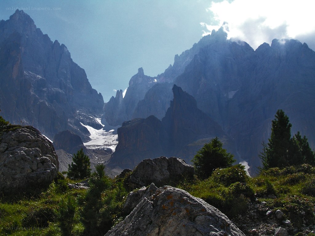 Mountain valley with glaciers