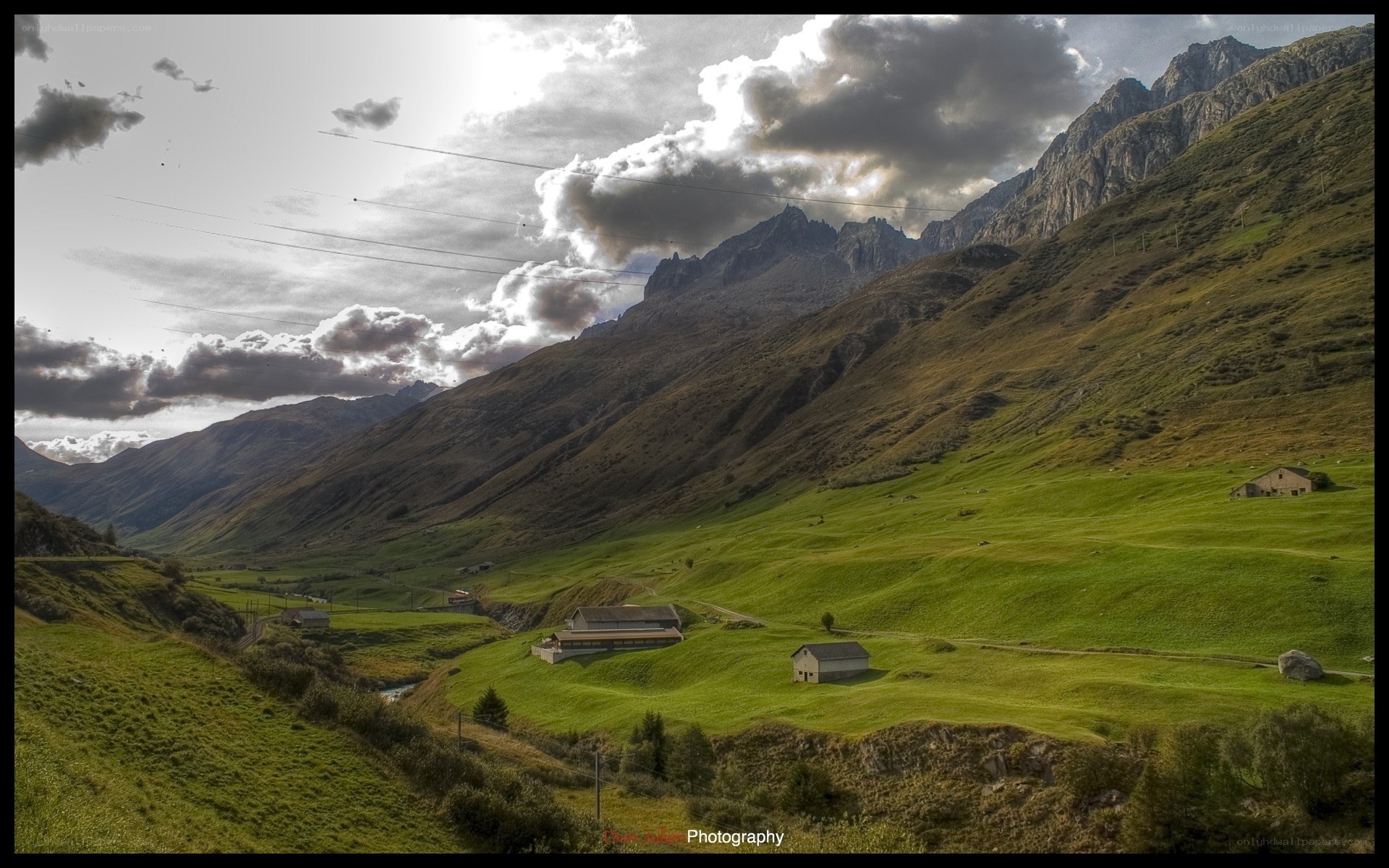 Mountain valley with green hills