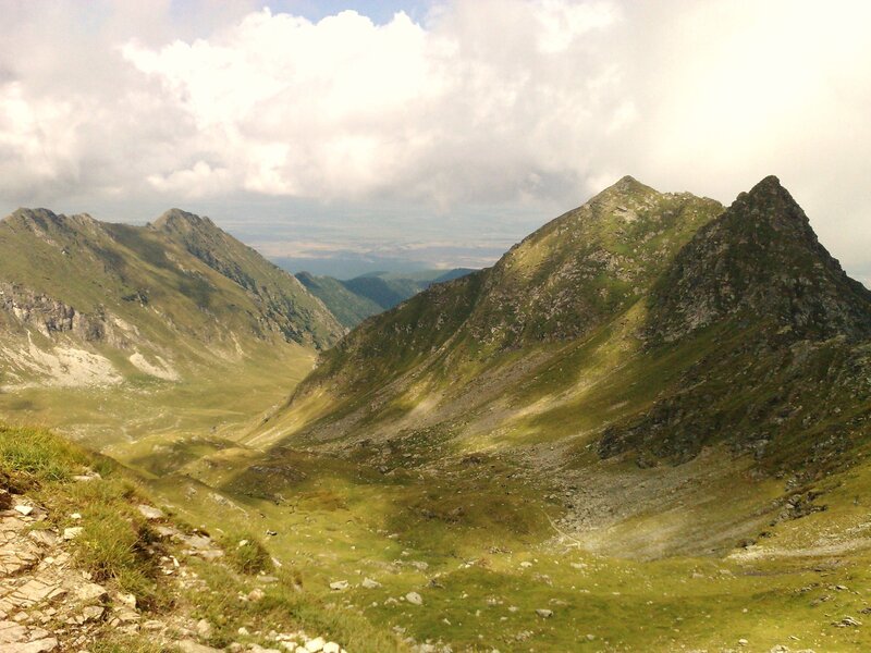 Mountain valley with green slopes