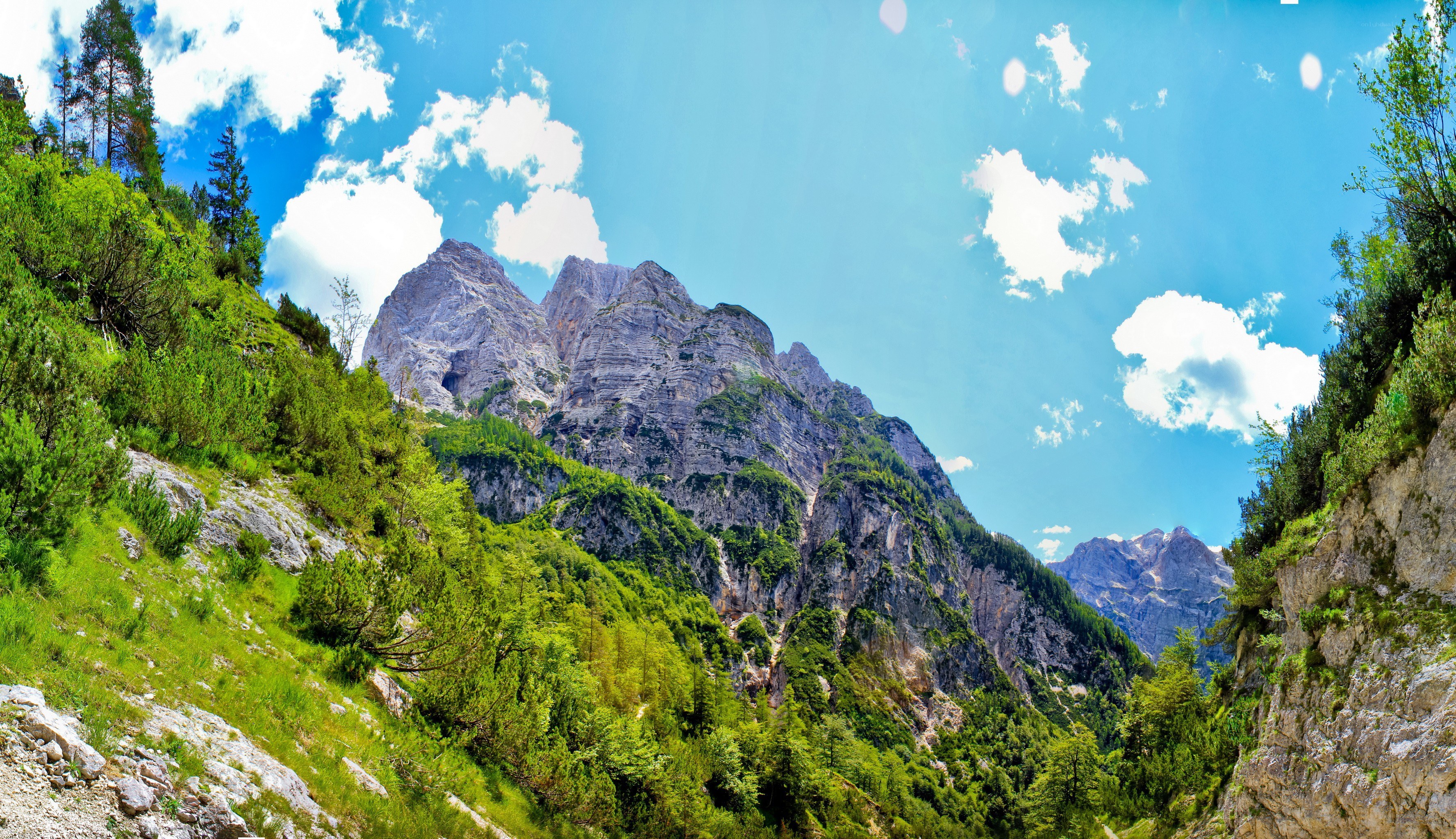 Mountain valley with green slopes