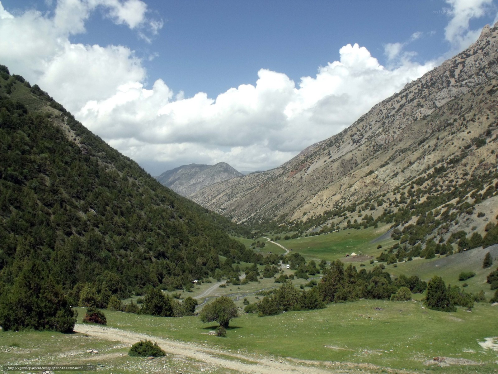 Mountain valley with green slopes