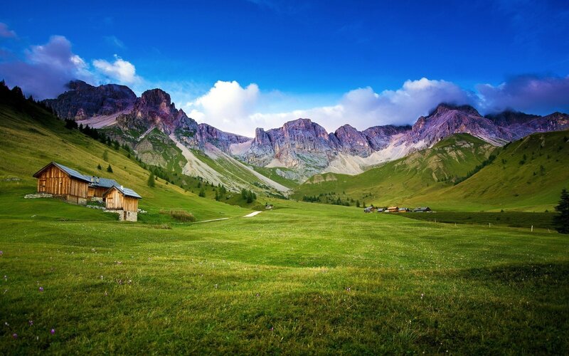 Mountain Valley with Huts