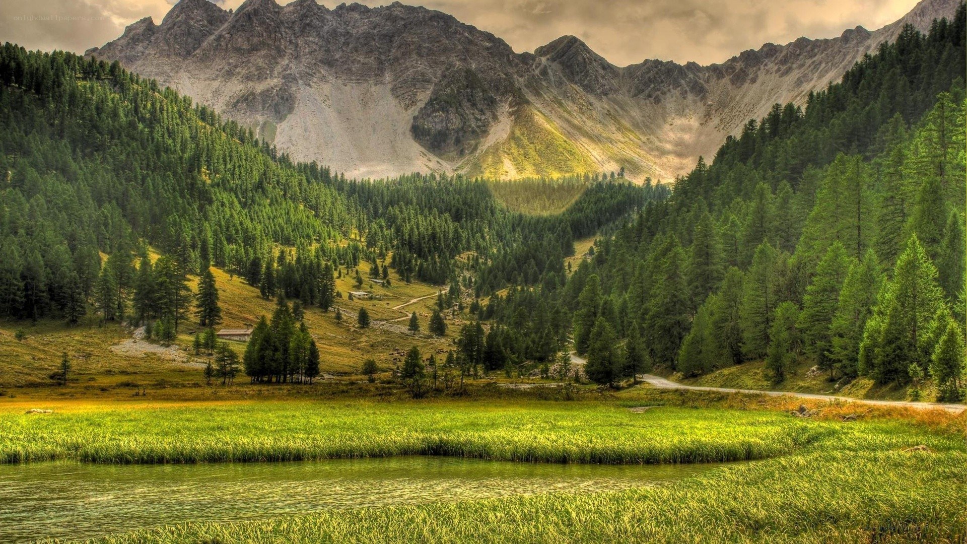 Mountain valley with lake