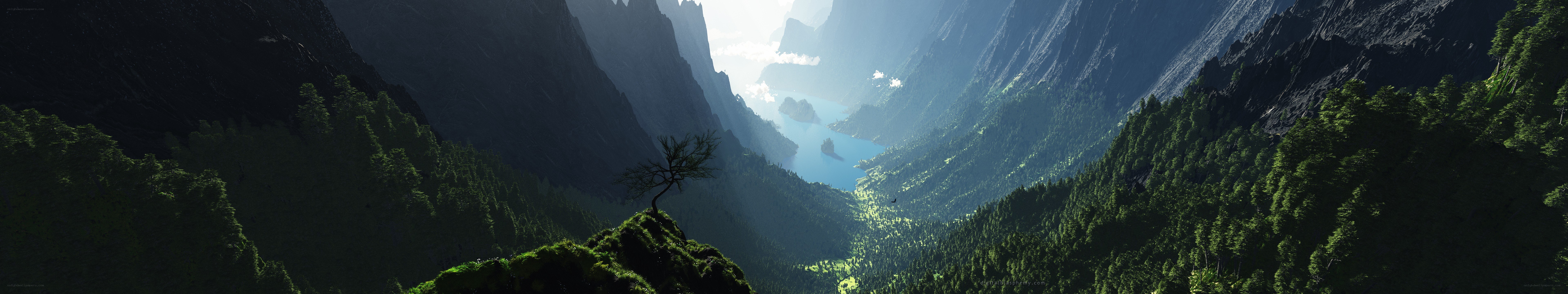 mountain valley with lake