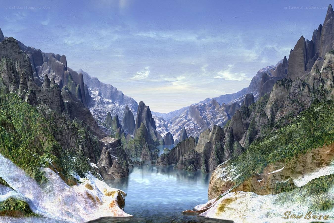 Mountain valley with lake