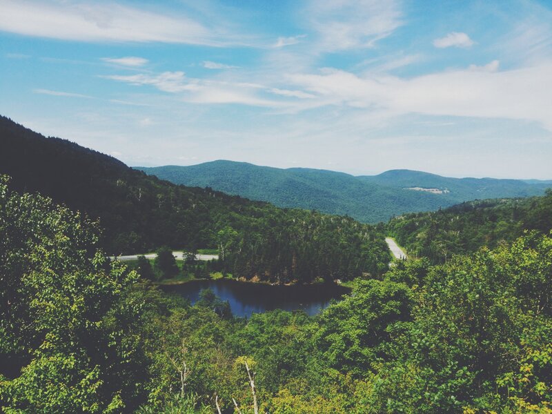 Mountain Valley with Lake — Green, Serene, Afternoon, Photograph, Road