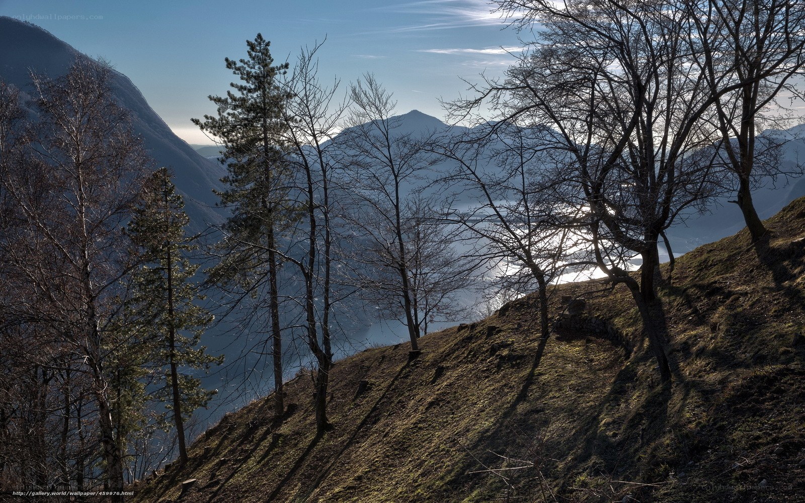 Mountain valley with lake view