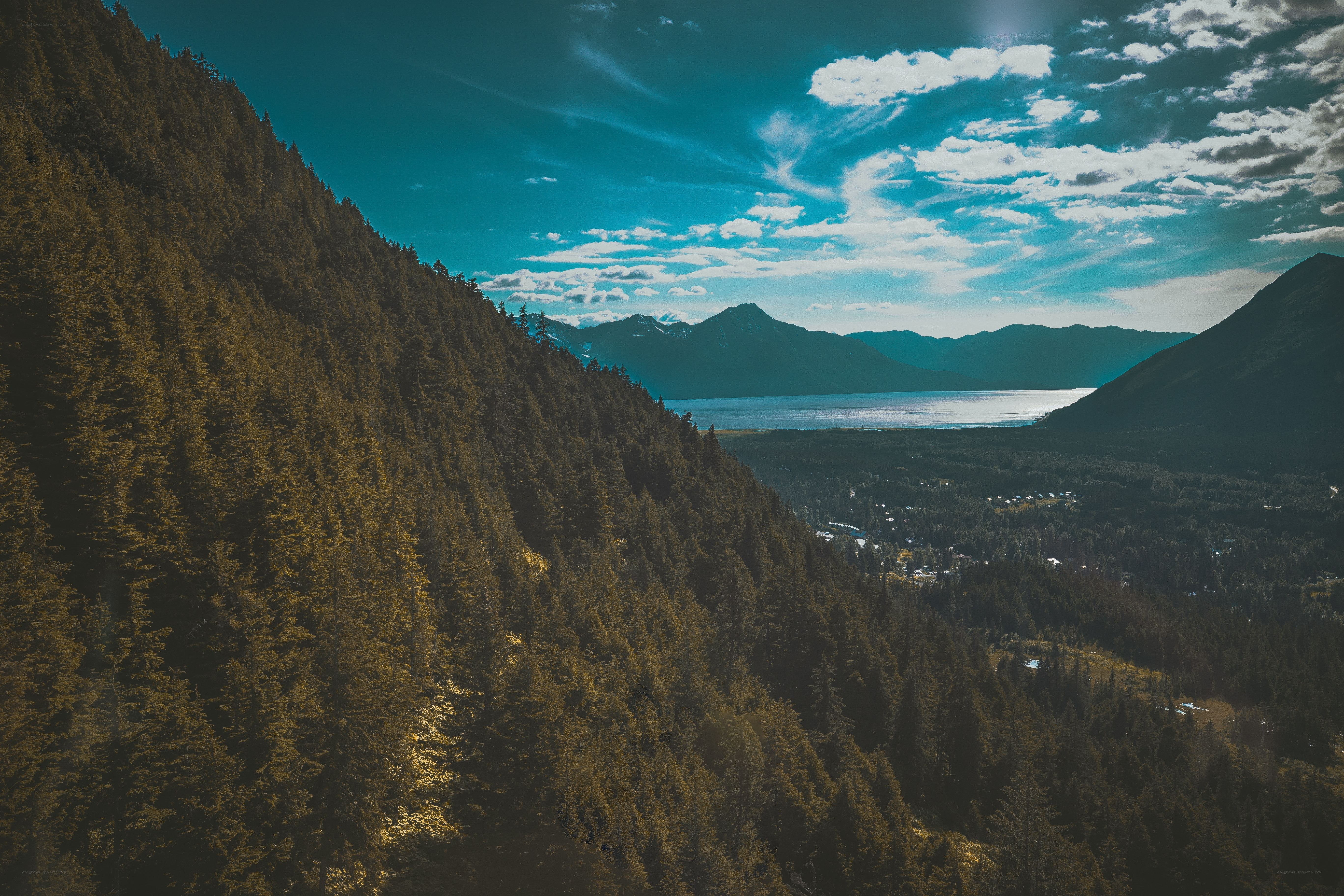 Mountain valley with lake view