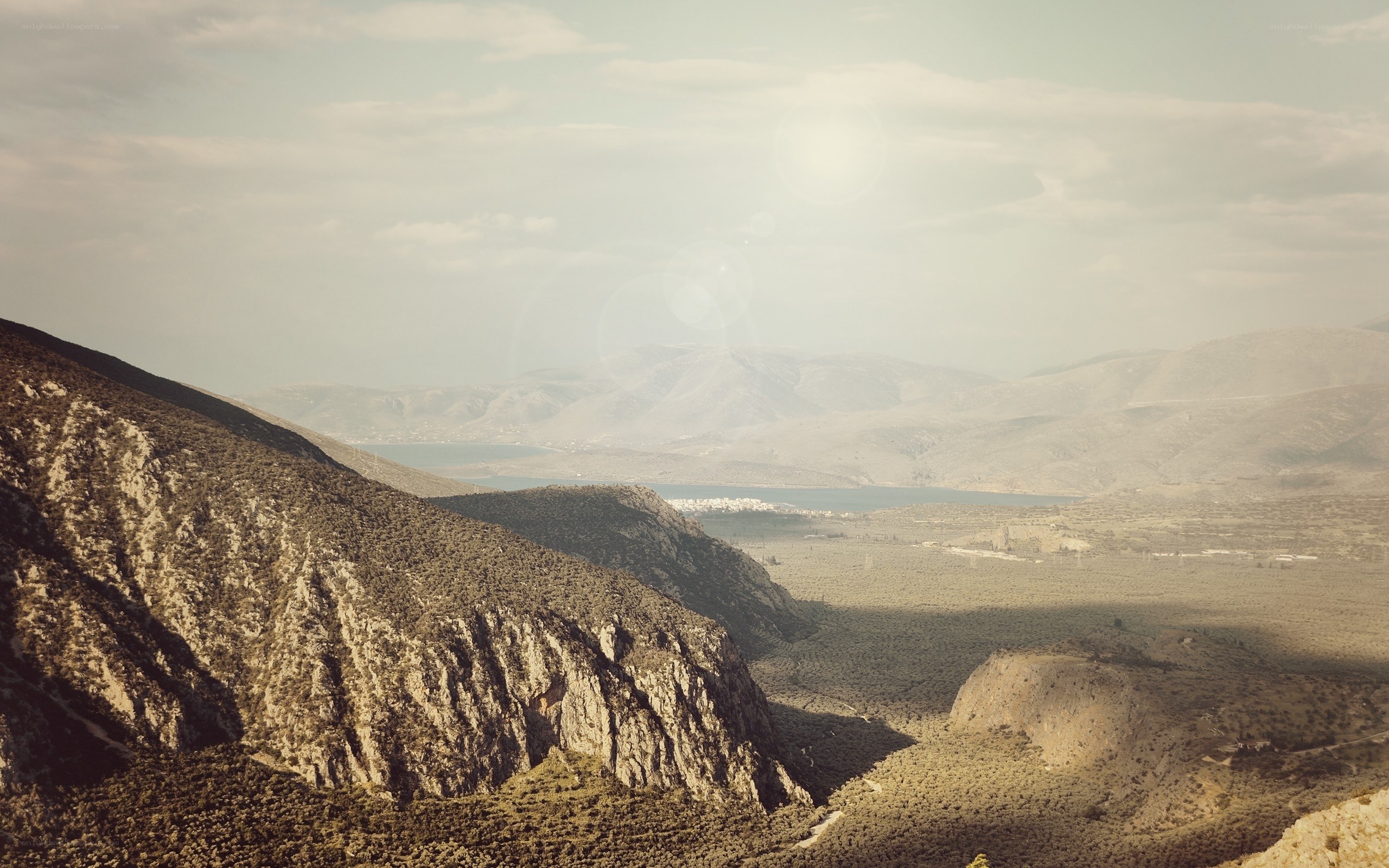 Mountain valley with lake view