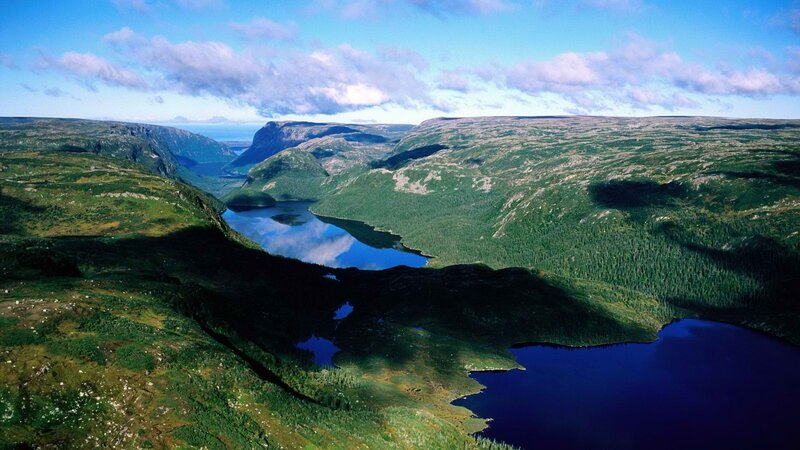 mountain valley with lakes