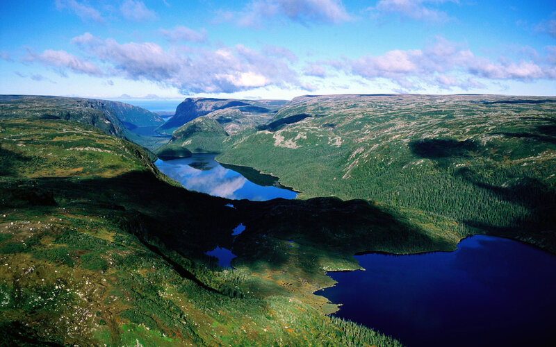 Mountain Valley with Lakes — Blue