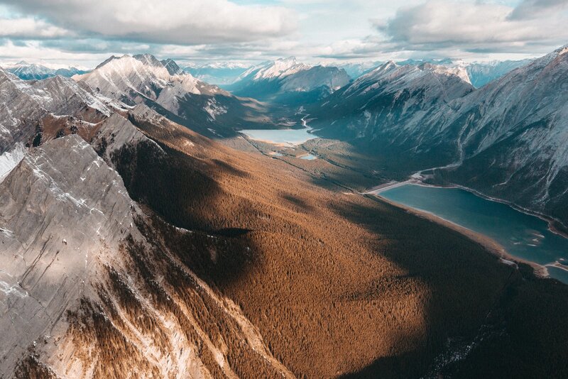 Mountain Valley with Lakes — Brown