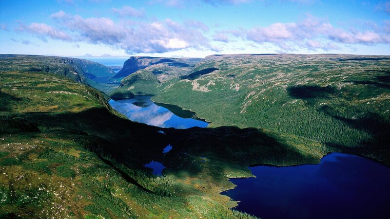 Mountain Valley with Lakes — Green