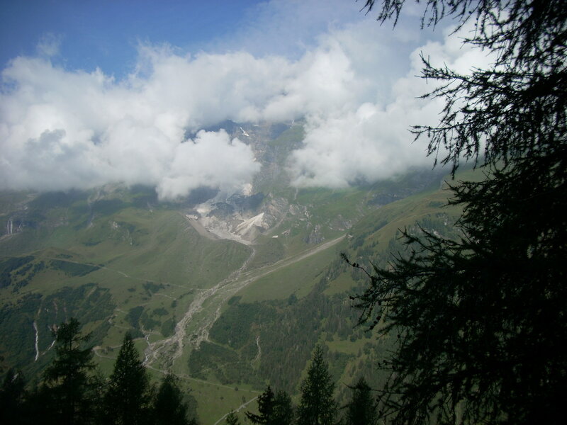 Mountain valley with landslide