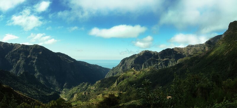 mountain valley with ocean view