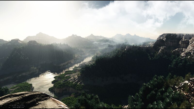 Mountain valley with river