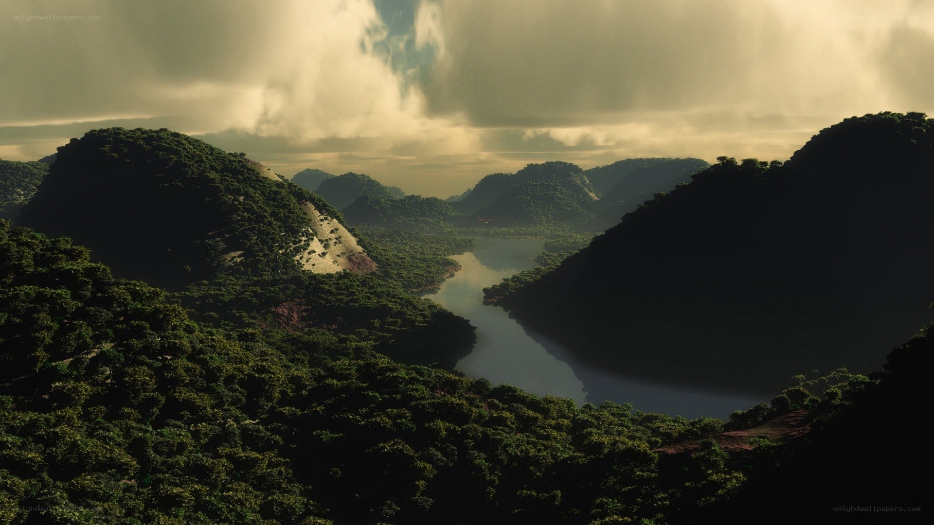 Mountain valley with river