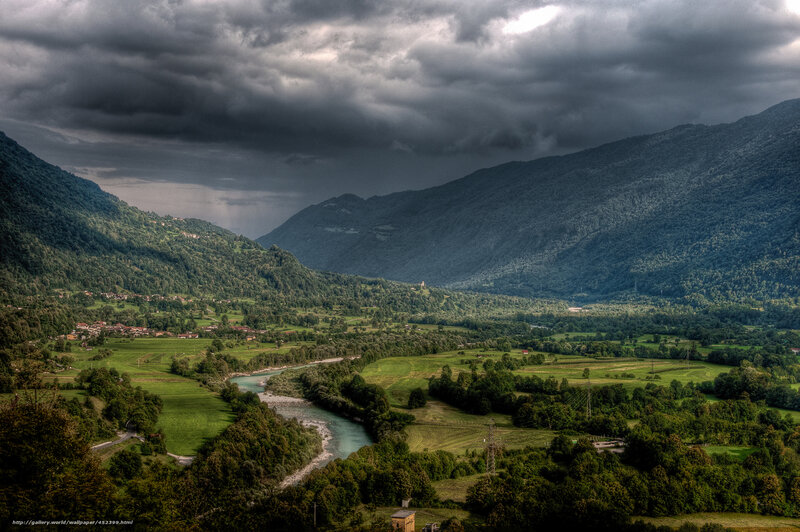 Mountain valley with river