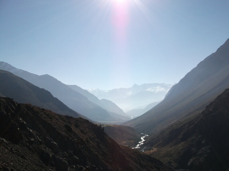 Mountain Valley with River — Blue, Serene