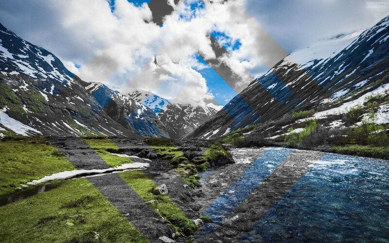 Mountain Valley with River — Green, Dramatic