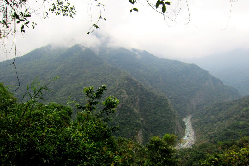 Mountain Valley with River — Green, Misty