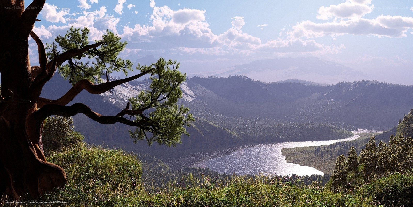 Mountain valley with river view