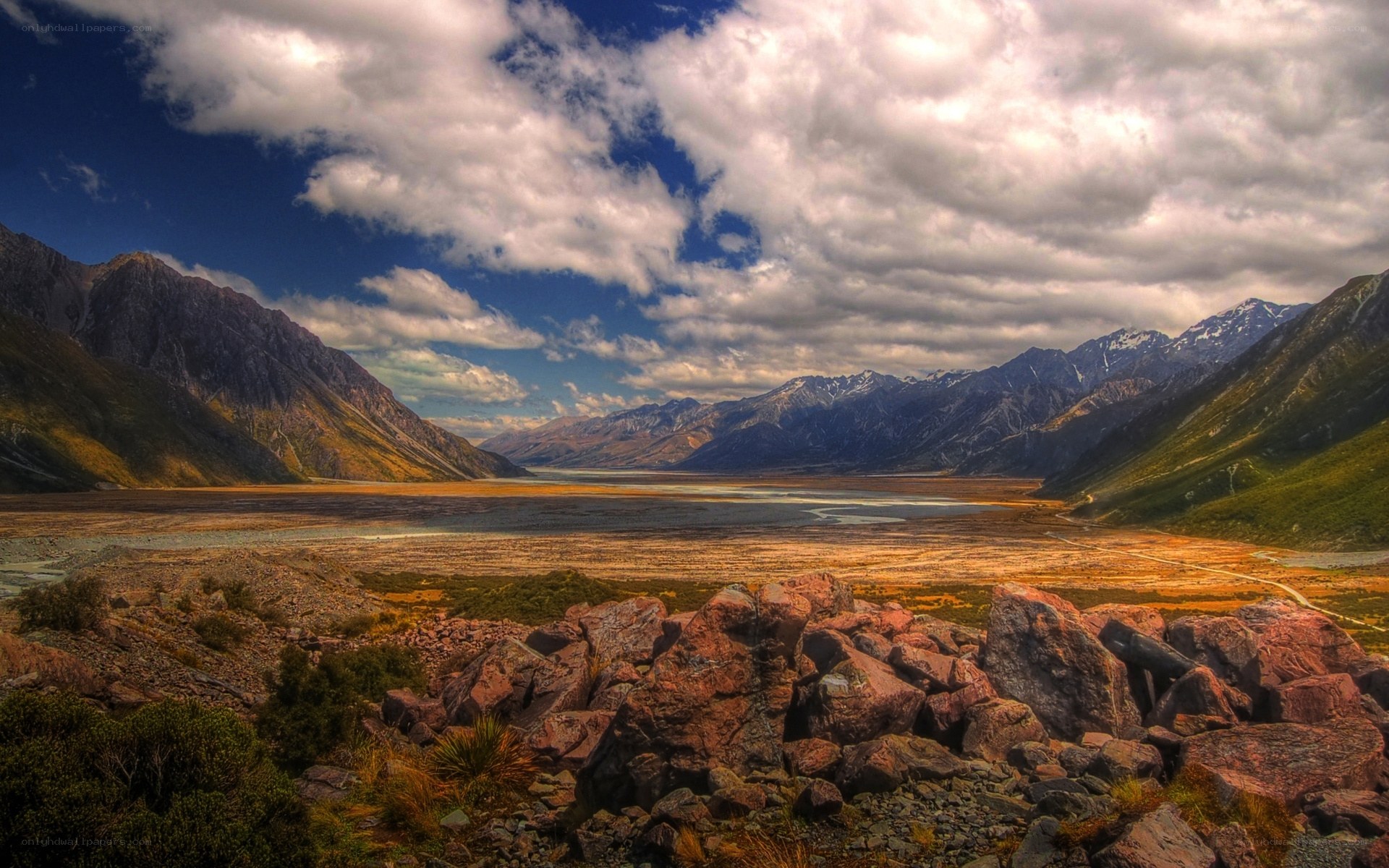 Mountain valley with river