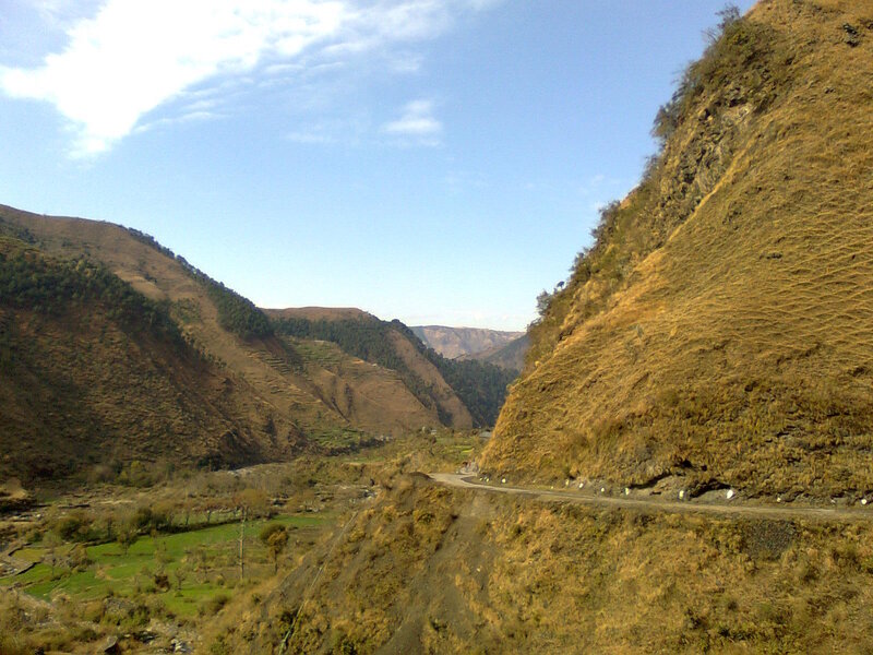Mountain Valley with Road — Brown