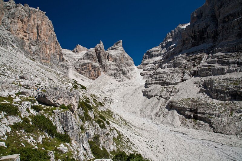 Mountain valley with rocky cliffs