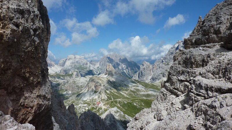 Mountain valley with rocky cliffs