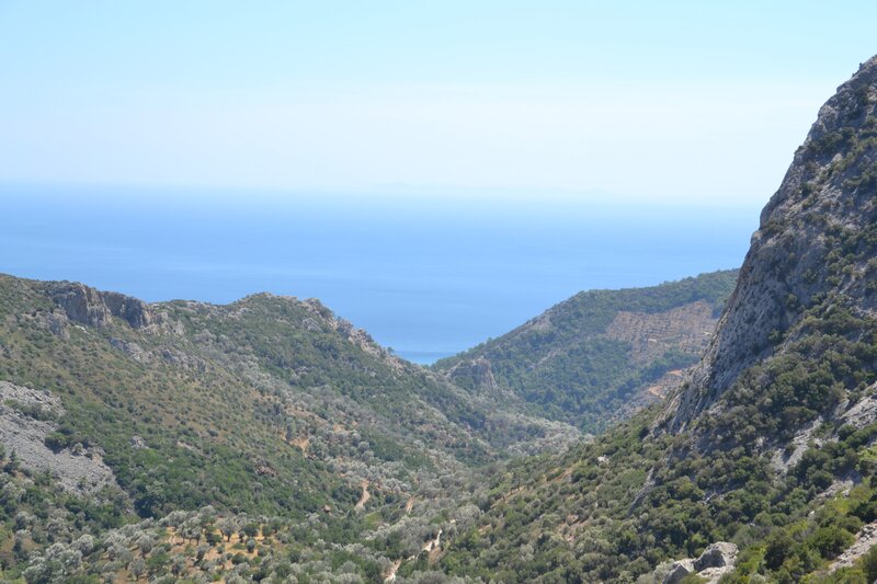 Mountain Valley with Sea — Blue