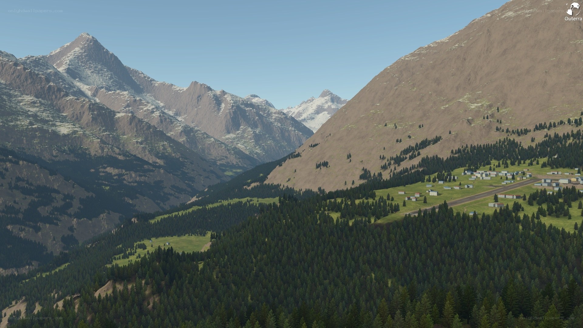 mountain valley with settlement