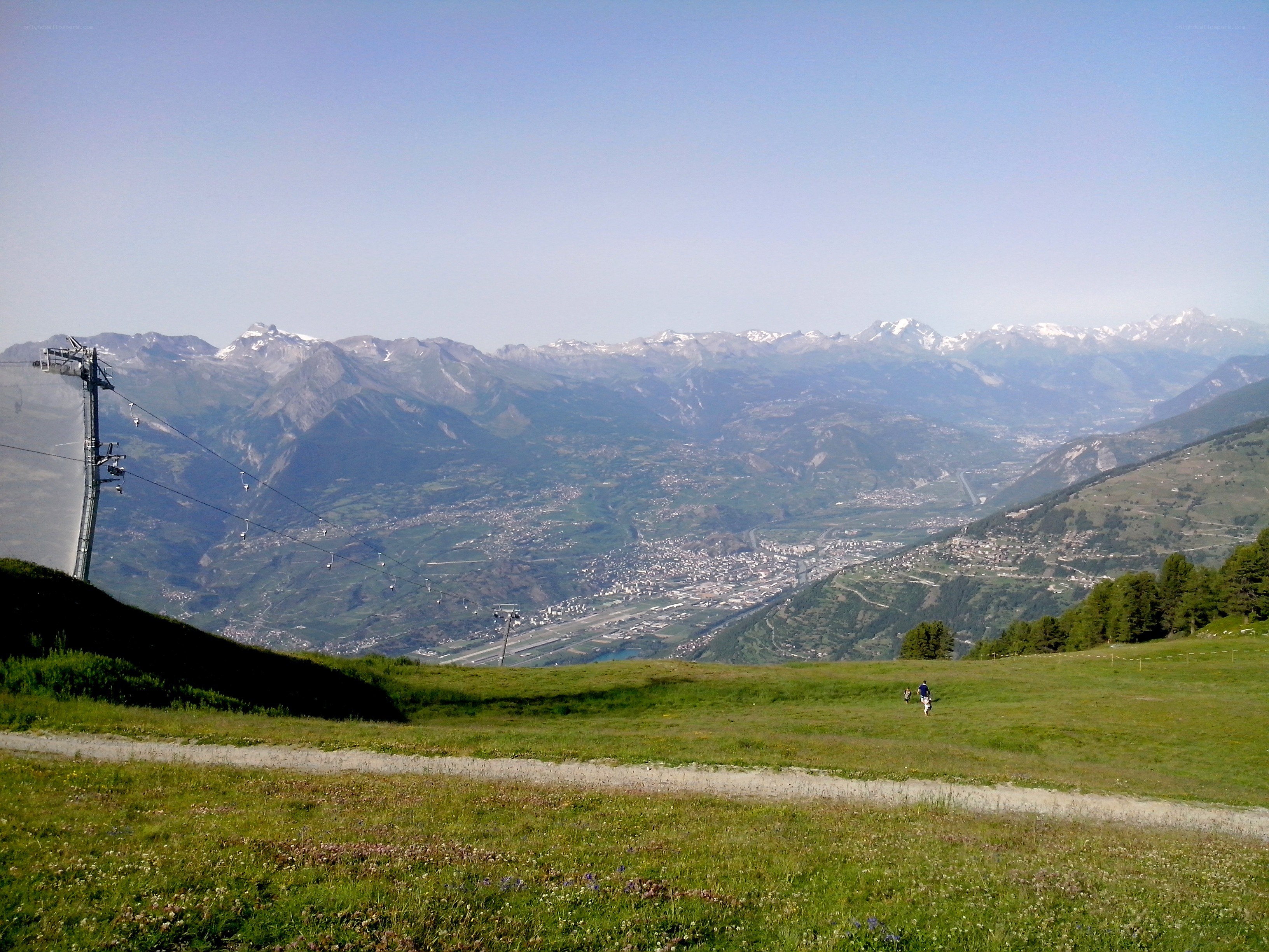 Mountain valley with ski lift