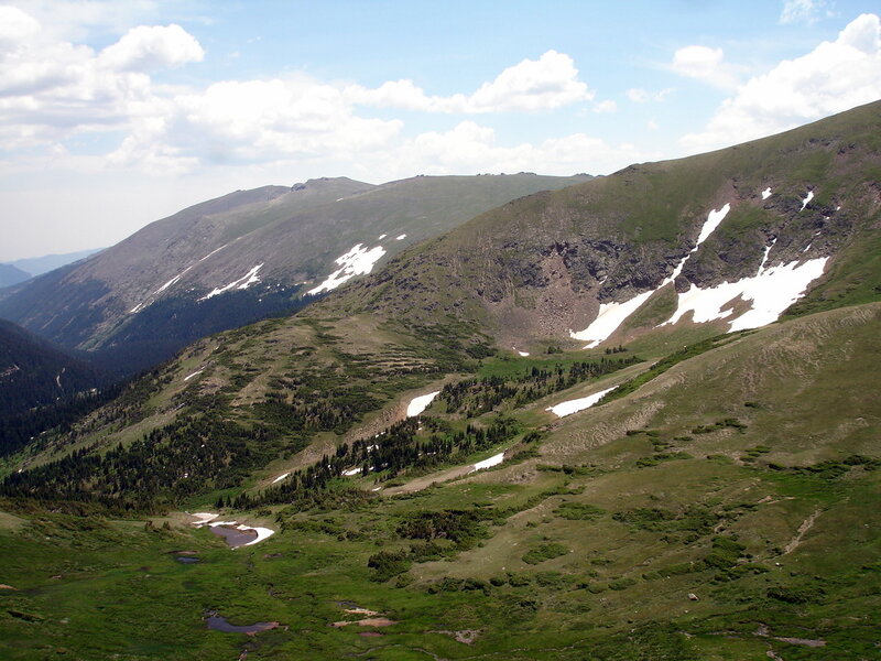 Mountain Valley with Snow — Green, Serene, Summer