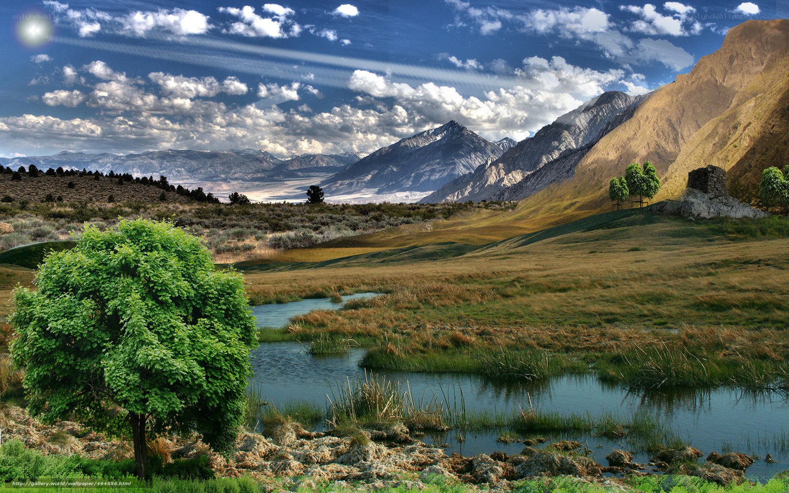 Mountain valley with stream