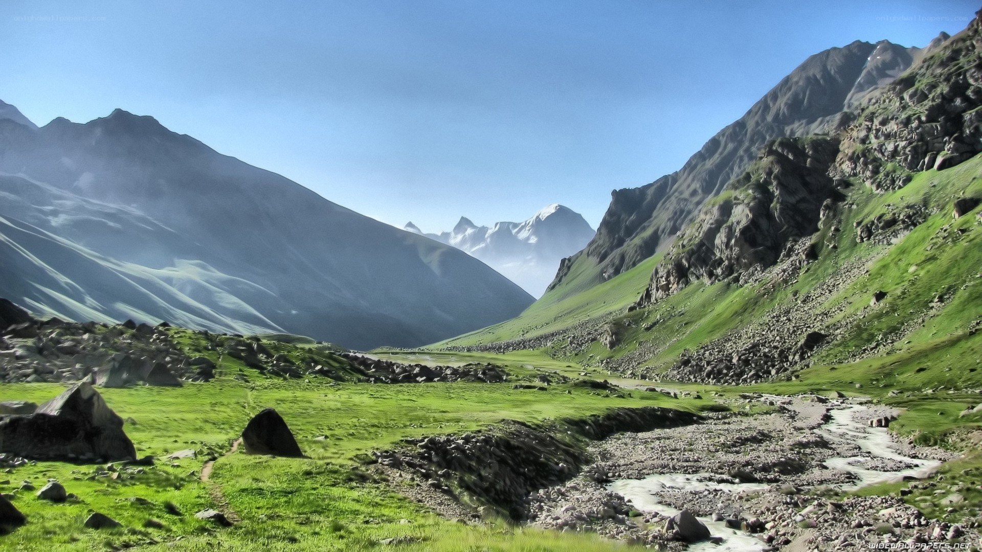 Mountain valley with stream