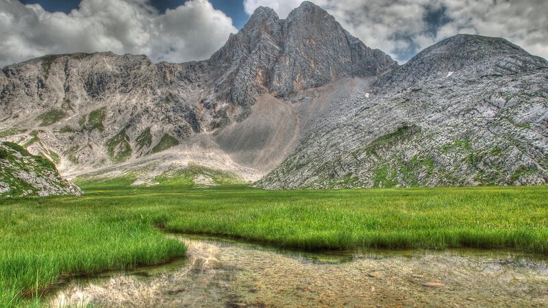 Mountain Valley with Stream — Green, Dramatic, Afternoon