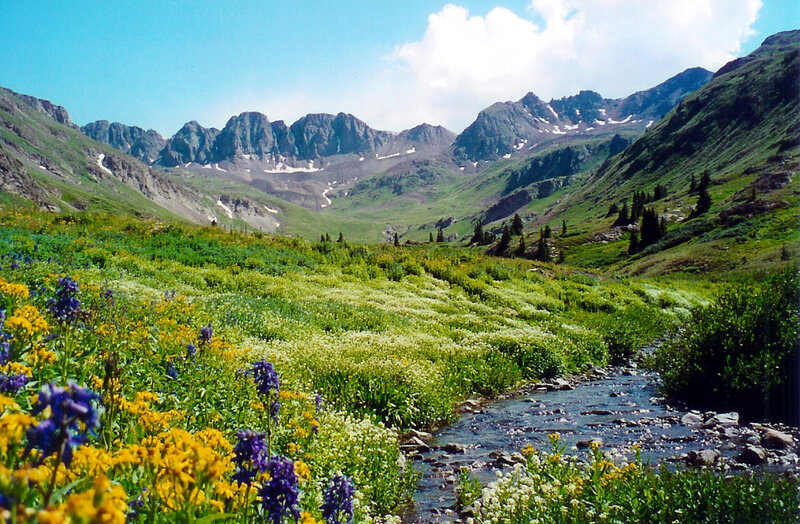 Mountain Valley with Stream — Green, Serene