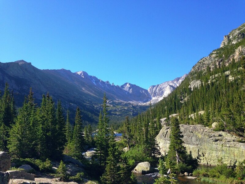 Mountain Valley with Trees — Blue